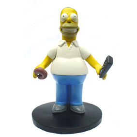 Homer Simpsons com controle remoto e rosquinha