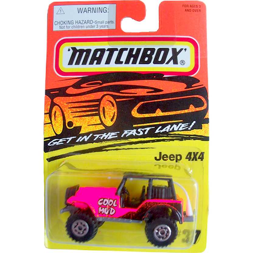 1995 Matchbox Jeep 4x4 rosa/pink #37 010774 escala 1/64 (Raridade)