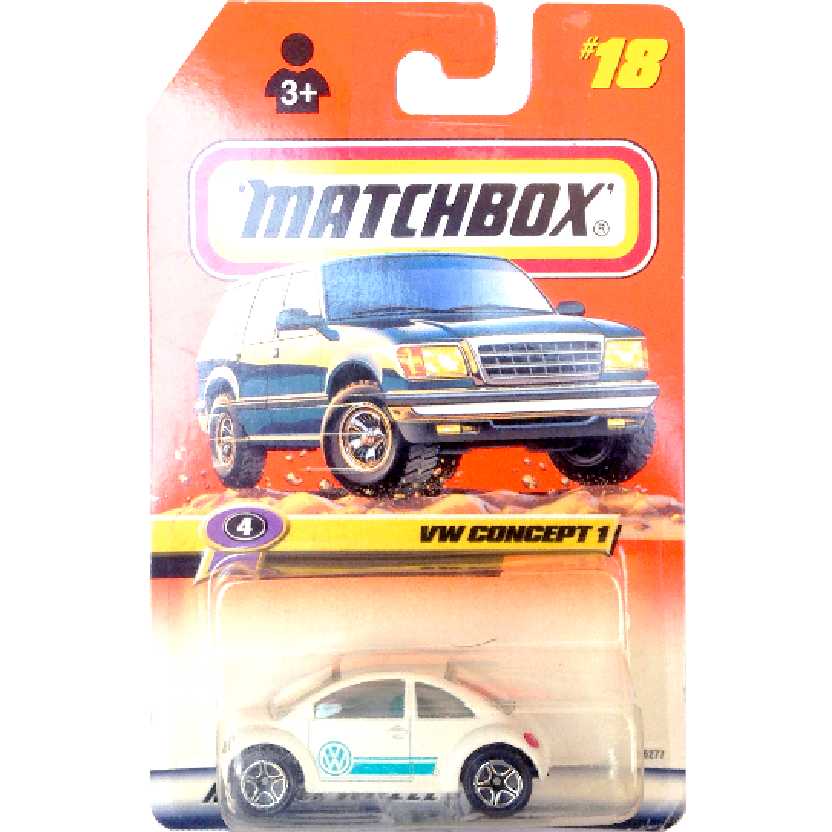 1998 Coleção Matchbox VW Concept 1 New Beetle #18 36277 escala 1/64