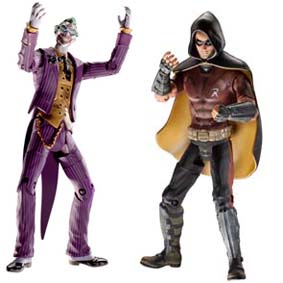 2 Bonecos Batman Arkham City Legacy Edition Mattel :: Boneco do Robin e Coringa (aberto)