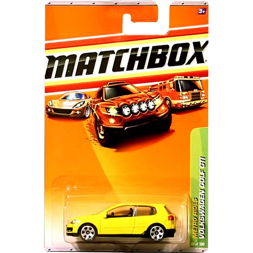 2010 Matchbox Volkswagen Golf MKV GTi amarelo escala 1/64 series 28/100 R4963
