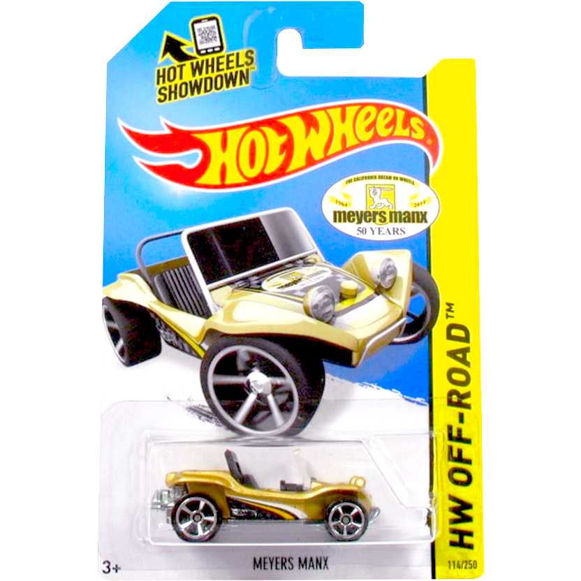 2014 Hot Wheels Meyers Manx 50th anniversary Buggy dourado BFG40 series 114/250 escala 1/64