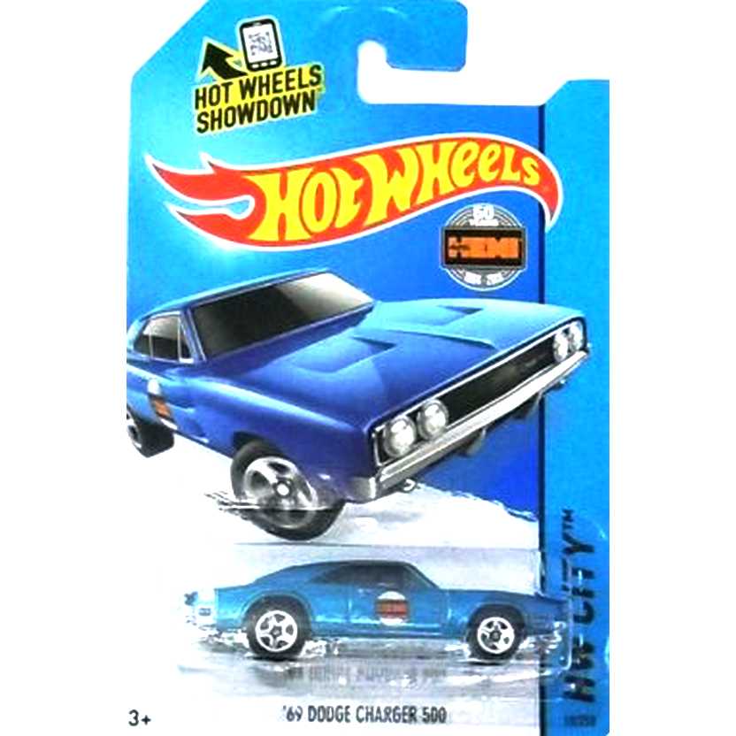 2015 Hot Wheels 69 Dodge Charger 500 azul CFH22 series 19/250 escala 1/64
