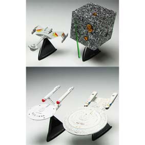 4 Naves Star Trek (classic Excalibur, USS Yamato, Romulan D-7, e Borg Cube)