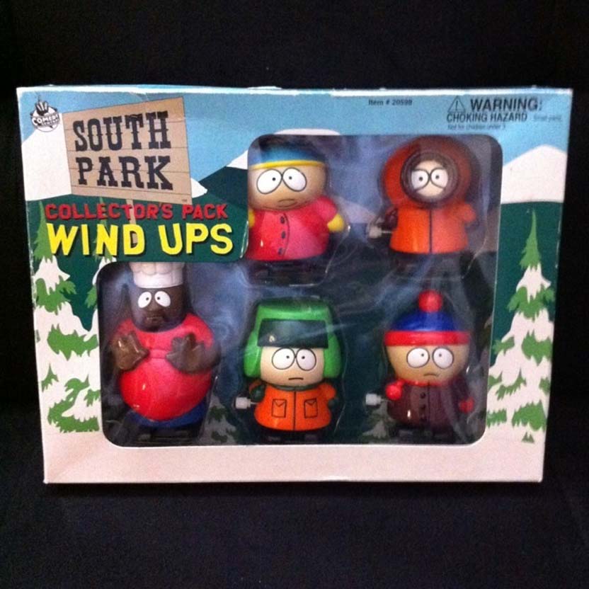 5 bonecos South Park Wind-Up ( movido à corda ) : Cartman, Kenny, Stan, Kyle e Chef 