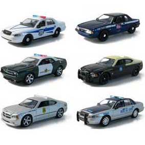 6 Carrinhos de metal Greenlight Hot Pursuit série 4 R4 42610 Police escala 1/64