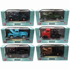 6 Miniaturas com caixa de acrílico da M2 1/64 Auto-Thentics série 17 R17 32500