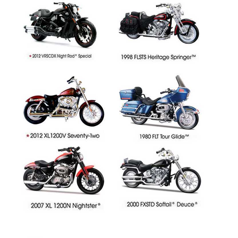 6 Miniaturas Harley-Davidson série 31 - Maisto escala 1/18 S-31