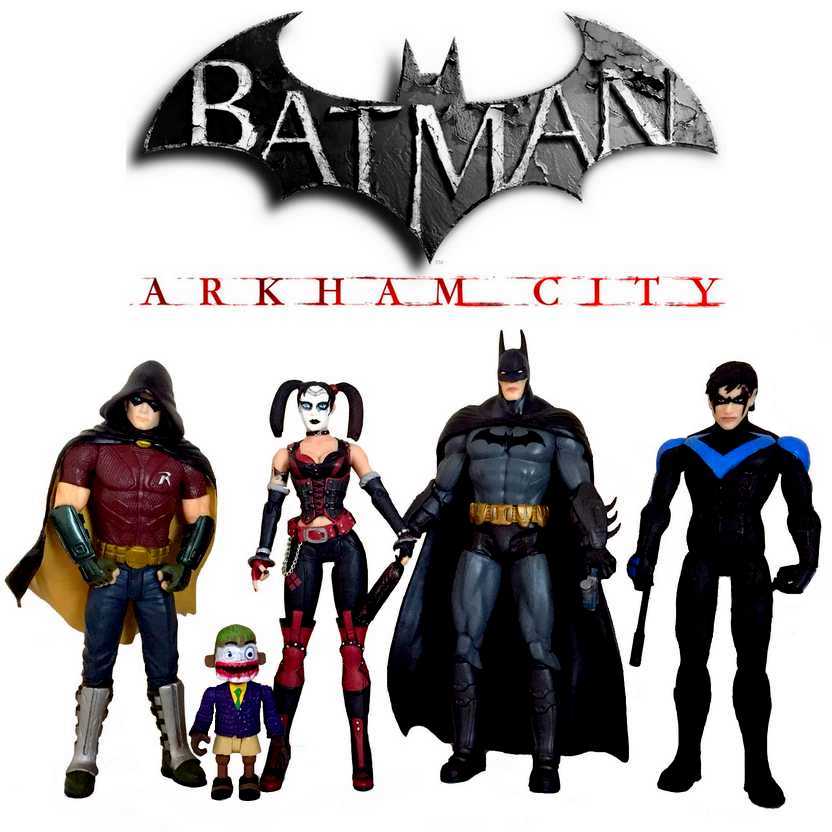 Batman Arkham City Robin, Harley Quinn, Batman e Nightwing