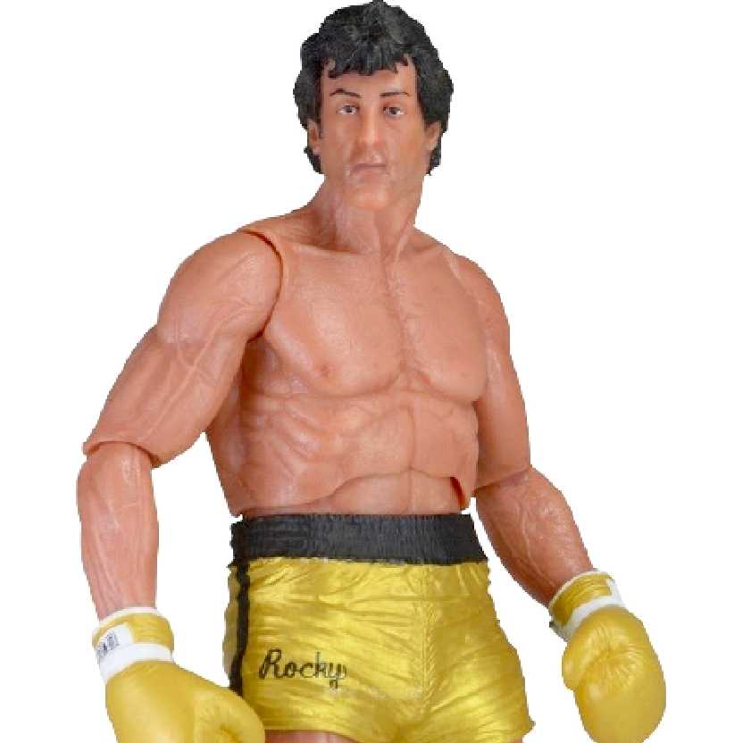 Boneco Rocky Balboa calção amarelo (Sylvester Stallone) Rocky 40th Anniversary Neca series 1