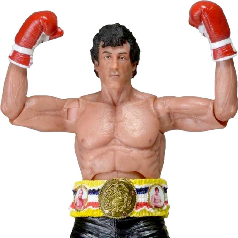 Boneco Rocky Balboa com cinturão (Sylvester Stallone) Rocky 40th Anniversary Neca series 1