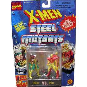 Boneco Toy Biz no Brasil Marvel Rogue vs. Pyro ( X-Men Steel Mutants em Metal)