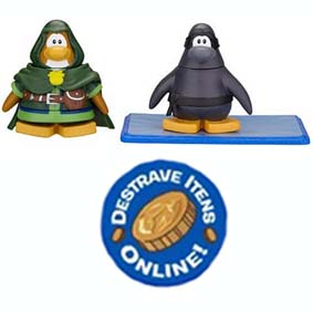 Bonecos Club Penguin S8 - Guardião da Floresta e Ninja (aberto) com código