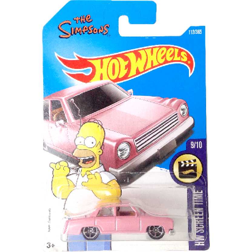 Carrinho rosa Hot Wheels 2017 The Simpsons Family car 9/10 112/365 DTX37 escala 1/64