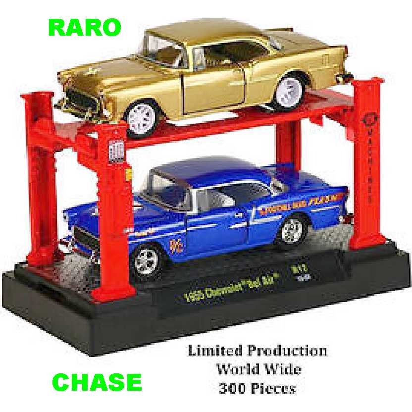CHASE M2 Machines Auto Lift 2 pack 1955 Chevrolet Bel Air release 12 escala 1/64
