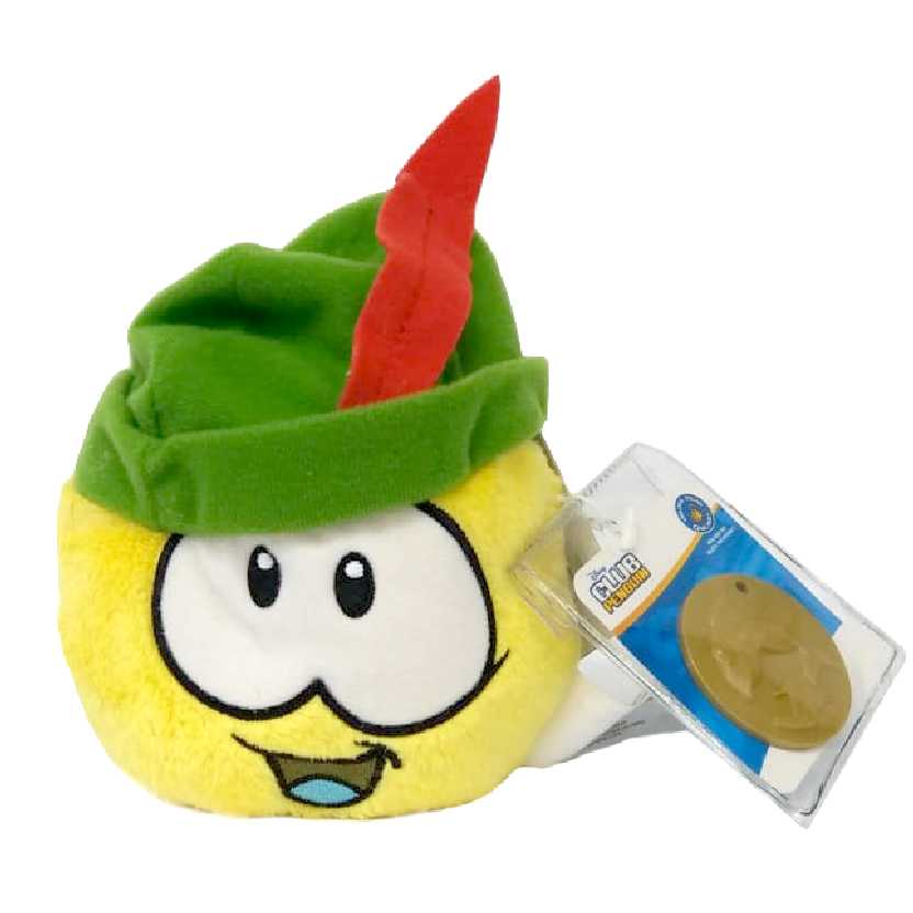 Club Penguin Puffle amarelo com chapéu verde series 12 + moeda (4 polegadas)