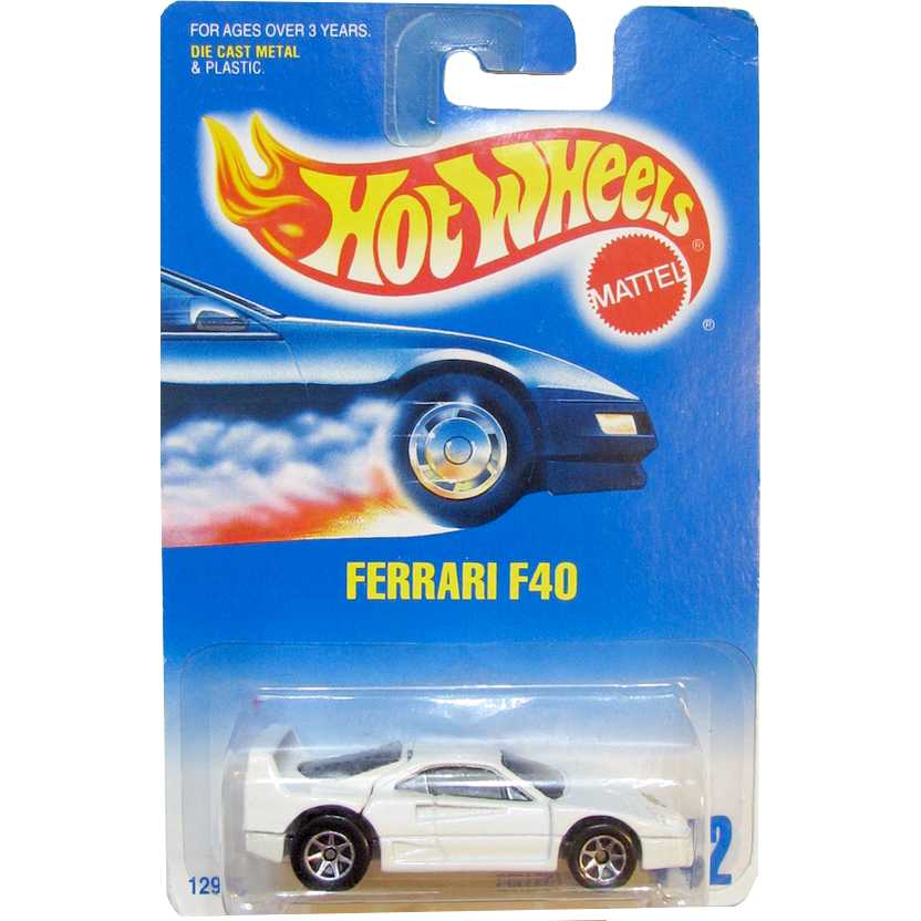 Coleção 1991 Hot Wheels Ferrari F40 branco pérola 12935 #442 escala 1/64