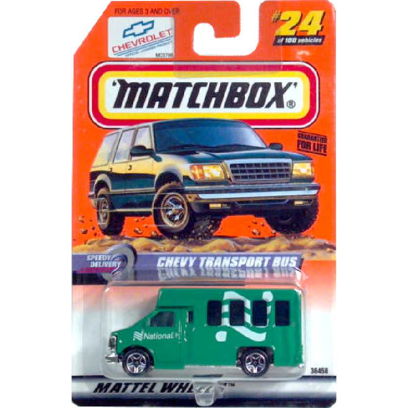 Coleção 1998 Matchbox Chevy Bus National series 5 #24 36458 escala 1/64
