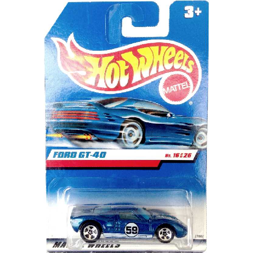 Coleção 1999 Hot Wheels Ford GT-40 azul series 16/26 21068 escala 1/64