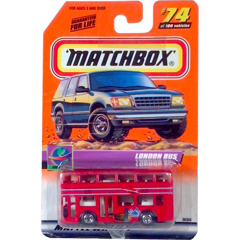 Coleção 2000 Matchbox London Bus (Double Deck) Vermelho escala 1/64 96369