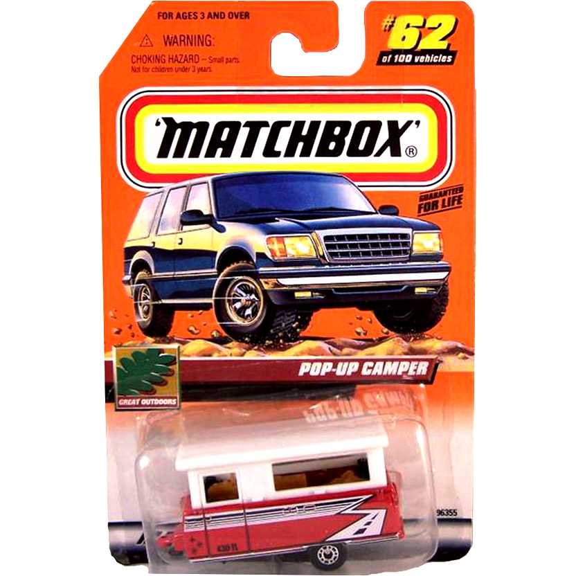 Coleção 2000 Matchbox Pop-Up Camper vermelho #62 escala 1/64 96355