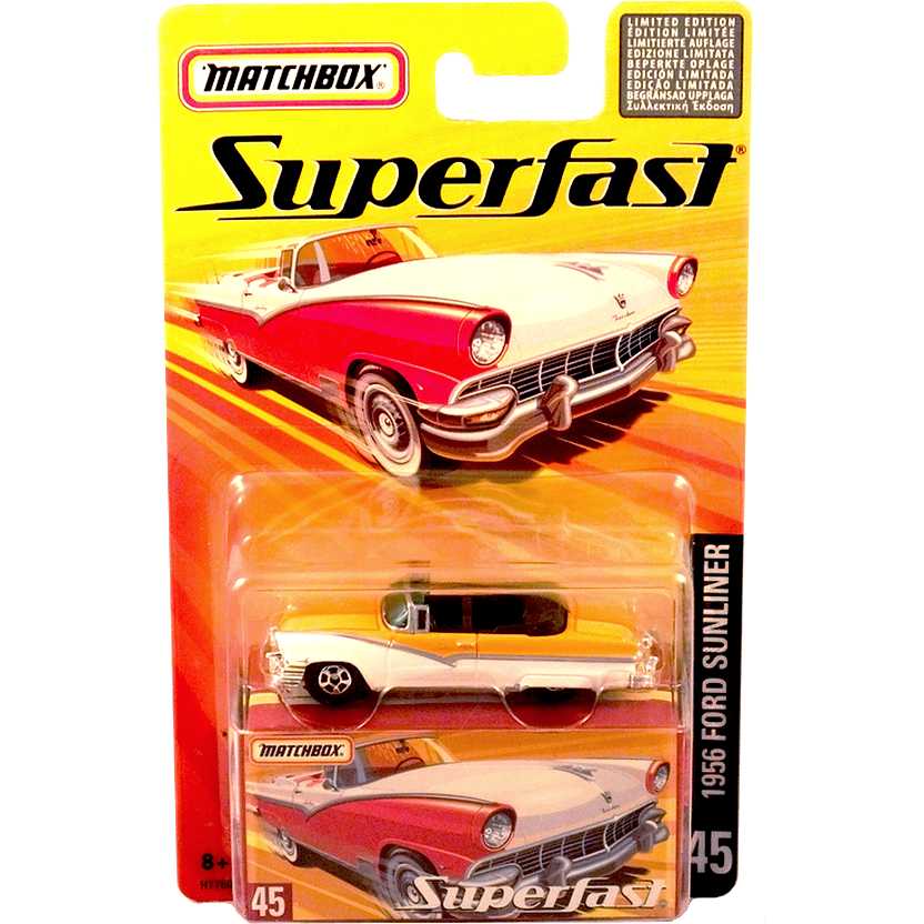 Coleção 2005 Matchbox Superfast 1956 Ford Sunliner #45 H7760 escala 1/64