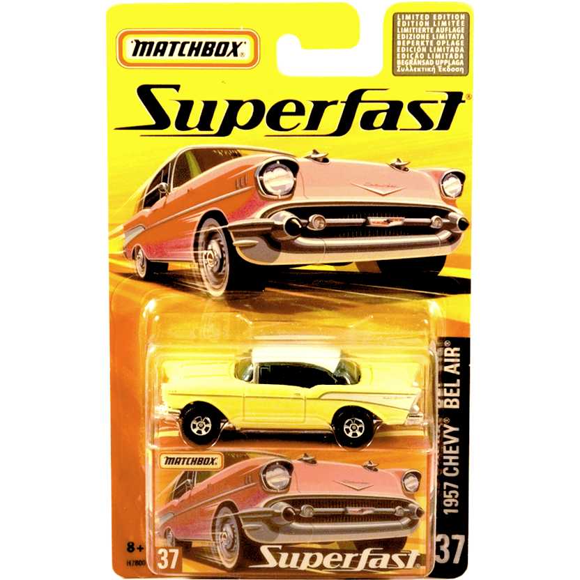 Coleção 2005 Matchbox Superfast 1957 Chevy Bel Air #37 H7800 escala 1/64