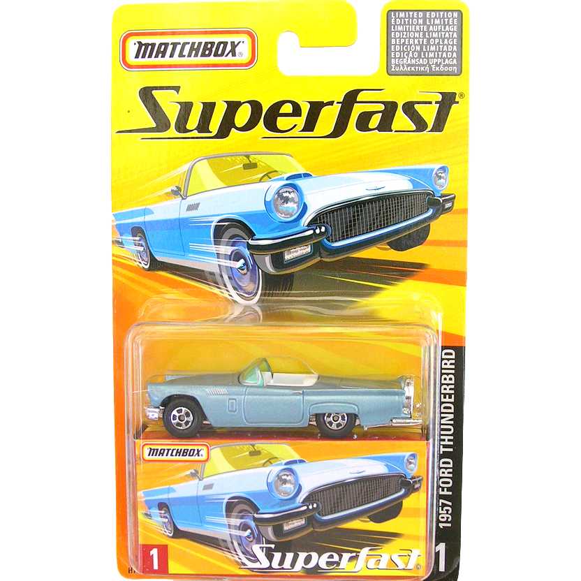 Coleção 2005 Matchbox Superfast 1957 Ford Thunderbird #1 H7734 escala 1/64