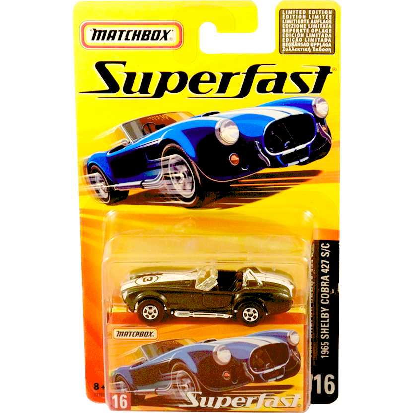 Coleção 2005 Matchbox Superfast 1965 Shelby Cobra 427 S/C #16 H7791 escala 1/64