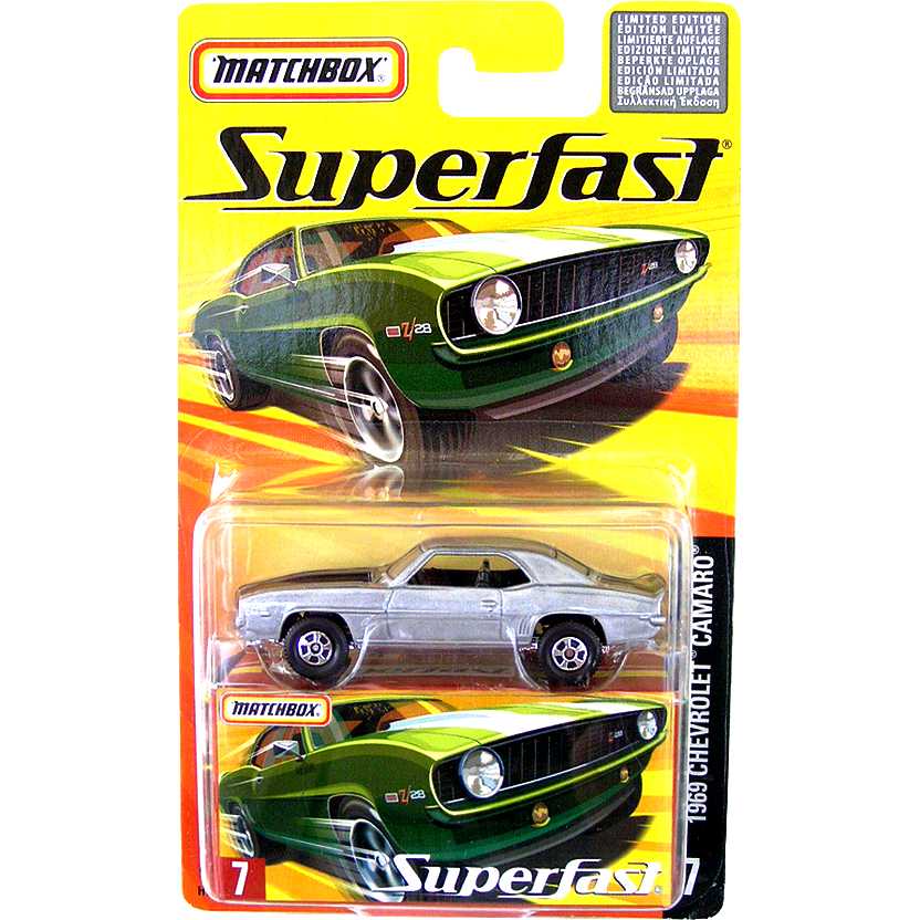 Coleção 2005 Matchbox Superfast 1969 Chevrolet Camaro #7 H7766 escala 1/64