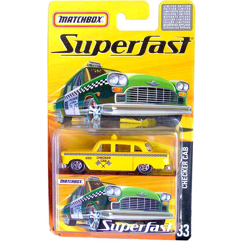 Coleção 2005 Matchbox Superfast Checker CAB #33 H7749 escala 1/64 Taxi raro