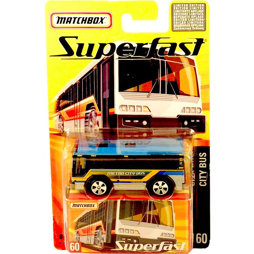 Coleção 2005 Matchbox Superfast City Bus #60 H7789 escala 1/64