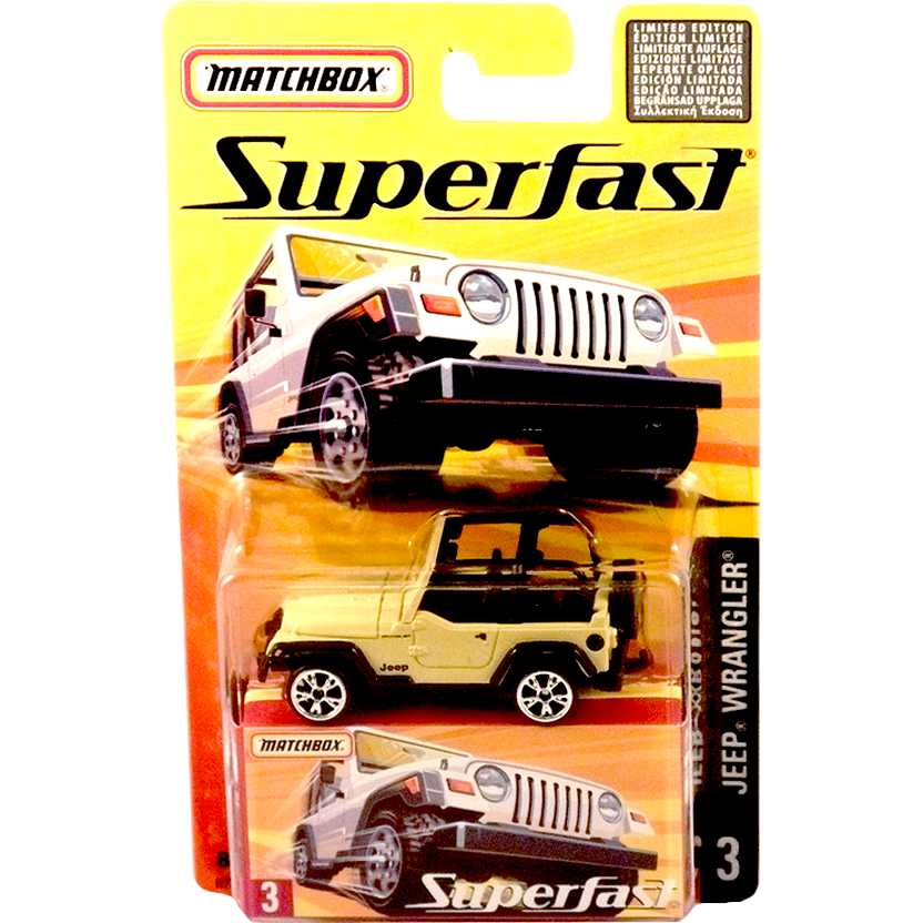Coleção 2005 Matchbox Superfast Jeep Wrangler #3 H7737 escala 1/64