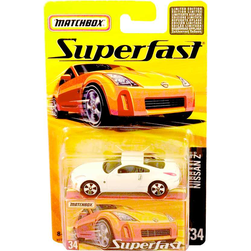 Coleção 2005 Matchbox Superfast Nissan Z branco #34 H7774 escala 1/64