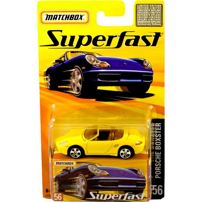 Coleção 2005 Matchbox Superfast Porsche Boxster amarelo #56 H7763 escala 1/64