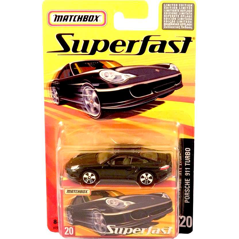 Coleção 2005 Matchbox Superfast Porsche Carrera Turbo preto #20 H7764 escala 1/64