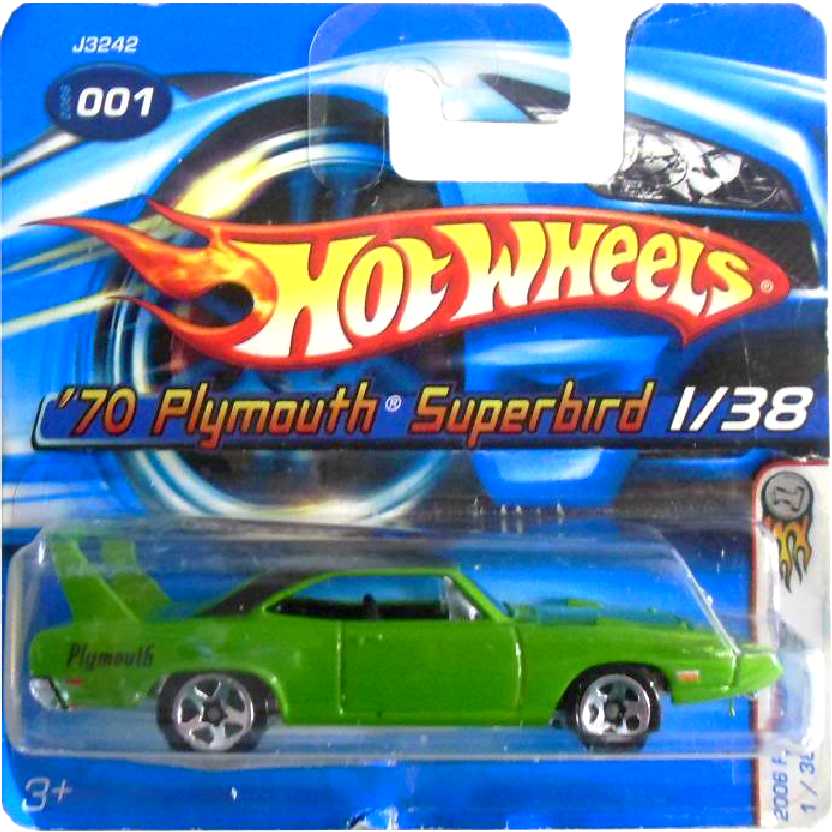 Coleção 2006 Hot Wheels 70 Plymouth Superbird series 1/38 001 J3242 escala 1/64