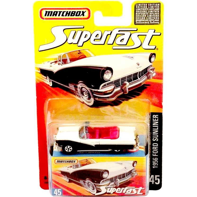 Coleção 2006 Matchbox Superfast 1956 Ford Sunliner #45 J6594 escala 1/64