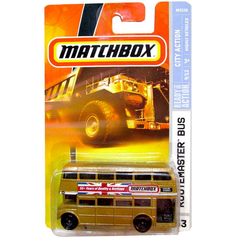 Coleção 2007 Matchbox Routemaster Bus dourado #53 escala 1/64 M5338