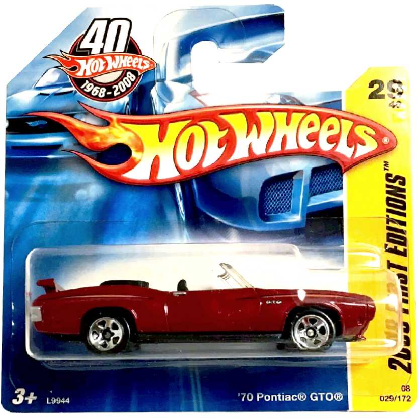 Coleção 2008 Hot Wheels 70 Pontiac GTO series 29/40 029/172 L9944 escala 1/64