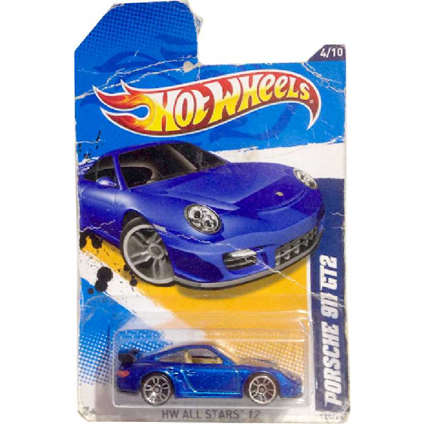 Coleção 2012 Hot Wheels Porsche 911 GT2 azul V5427 series 4/10 124/247 escala 1/64