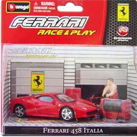 Coleção Bburago Ferrari Race and Play :: Ferrari 458 Italia Diorama escala 1/43