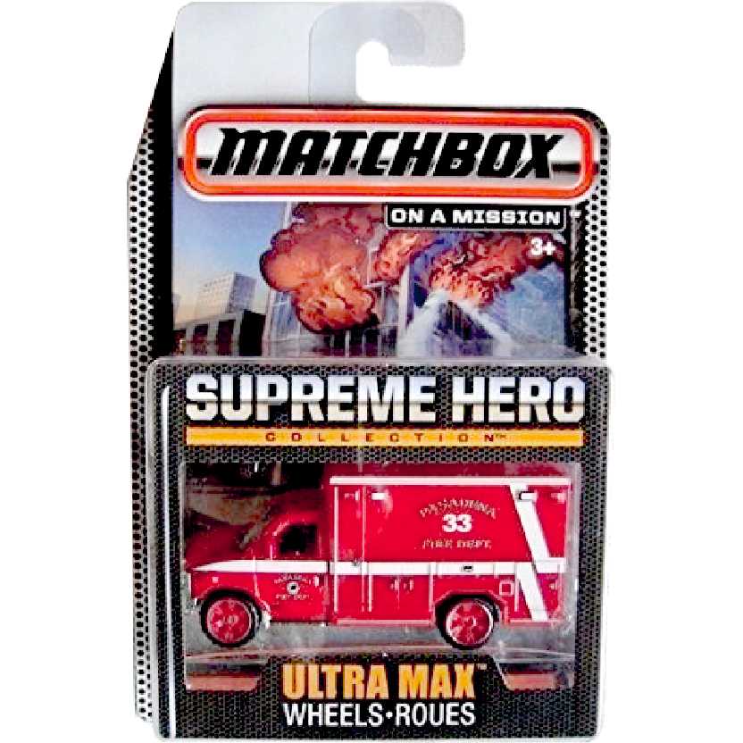 Coleção Bombeiros Matchbox Supreme Hero 2009 Ford E-350 Ambulance CGF96 escala 1/64