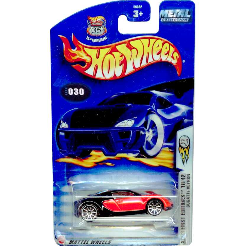 Coleção Hot Wheels 2003 Bugatti Veyron vermelho/preto series 030 18/42 56392 escala 1/64