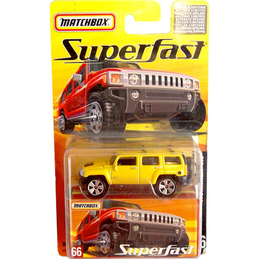 Coleção Matchbox 2005 Superfast Hummer H3 amarelo #66 H7795 escala 1/64