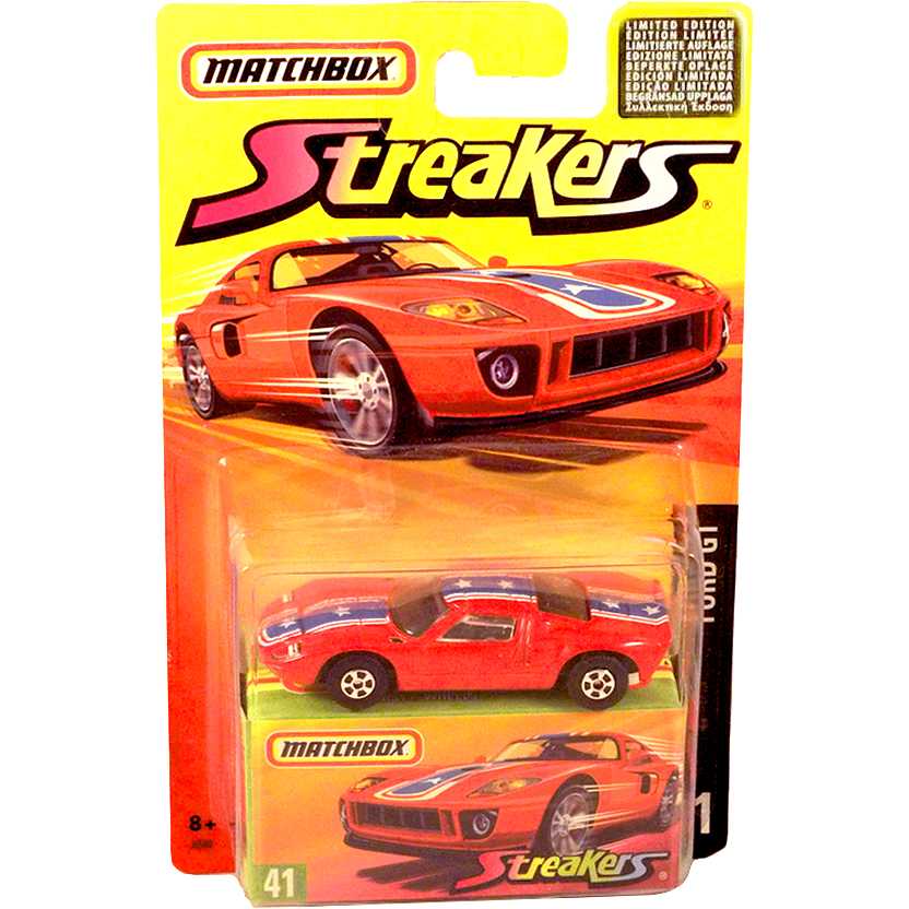 Coleção Matchbox 2006 Streakers Ford GT #41 J6590 escala 1/64