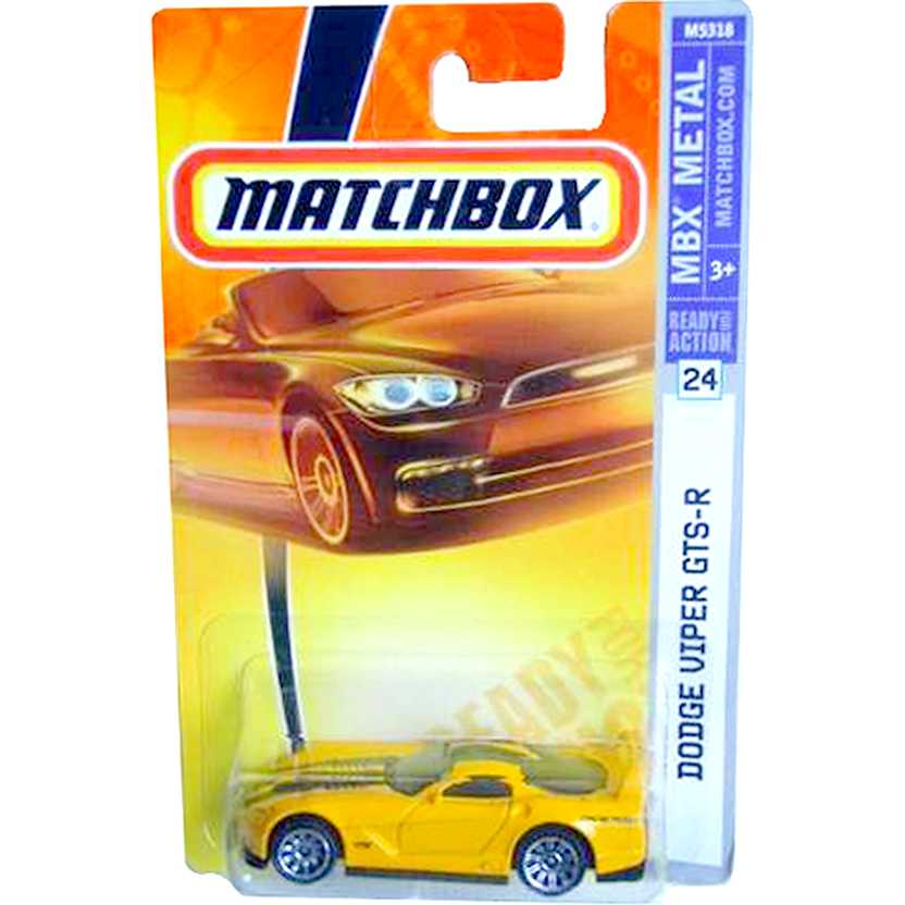 Coleção Matchbox 2008 Dodge Viper GTS-R amarelo número 24 M5318 escala 1/64