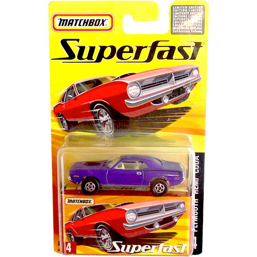 Coleção Matchbox Superfast 2005 Plymouth Hemi Cuda #4 H7778 escala 1/64