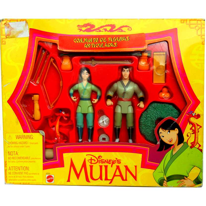 Conjunto Disney Mulan, Li Shang e Mushu marca Mattel código 67933 