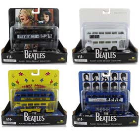 Conjunto Factory Entertainment com 4 ônibus dos Beatles